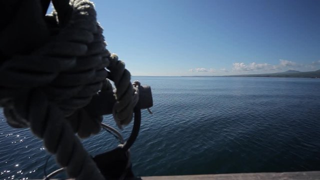 View on Lake and Waves from the Ship deck. Landscape lake