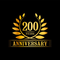 200 years design template. Anniversary vector and illustration template.