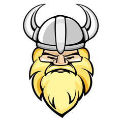 Detailed cartoon viking on white background