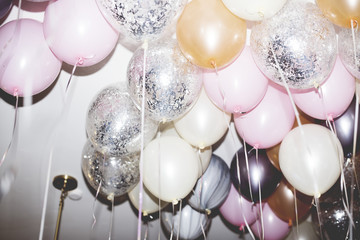 Colorful balloons in a party - obrazy, fototapety, plakaty