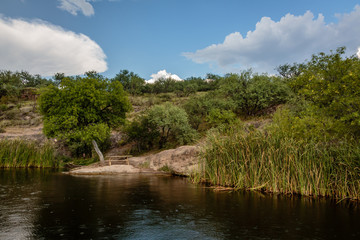 Campsite along the shore of Patagonia Lake in southern Arizona.
