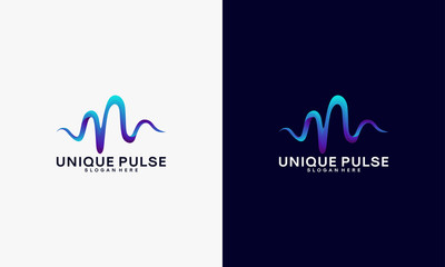 3D Unique Pulse in elegant logo style vector, Unique Vibe logo template collection