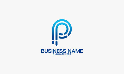 simple P initial technology logo designs template, Technology and Digital Initial logo designs vector