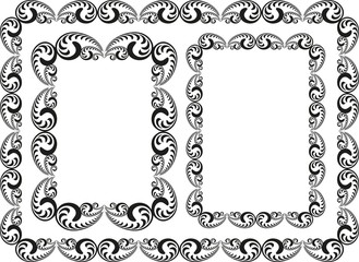 set of isolated floral borders