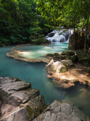 Naklejka na ściany i meble Waterfall at Erawan National Park, Kanchanaburi, Thailand
