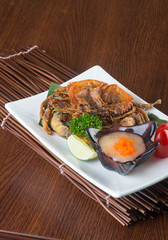japanese cuisine. crab on the background