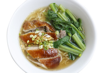 Roasted duck with noodles in soup