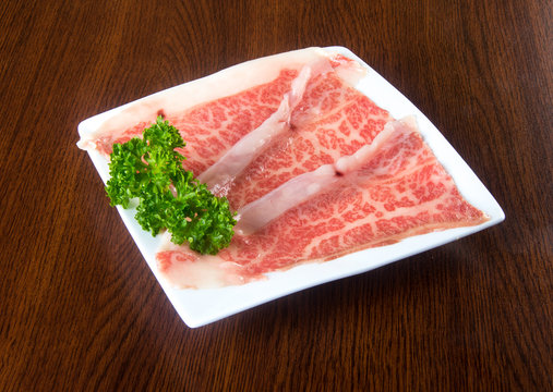 japanese cuisine. beef slice on the background