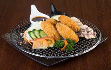 japanese cuisine. tempura seafood on the background