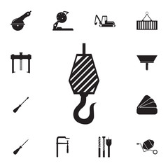 Obraz premium Crane hook icon. Set of construction tools icons. Web Icons Premium quality graphic design. Signs, outline symbols collection, simple icons for websites, web design, mobile app