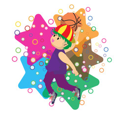 Fototapeta premium Boy air slam Basketball character design cartoon art illustration