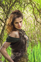 young woman in the image of a forest nymph