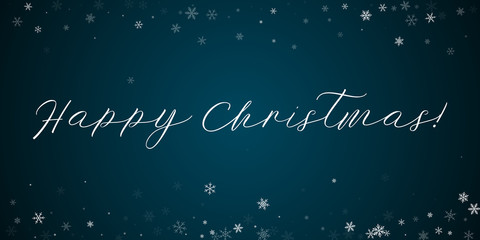 Fototapeta na wymiar Happy Christmas greeting card. Sparse snowfall background. Sparse snowfall on blue background.cool vector illustration.