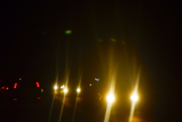 Car Driving At Night With Blur Effect