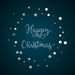 Happy Christmas greeting card. Falling white dots background. Falling white dots on blue background.great vector illustration.
