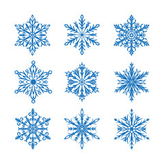 Snowflakes Set Vector Icon