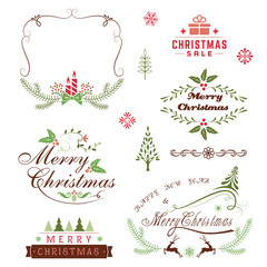 Christmas elements, lace,border and flower wreath