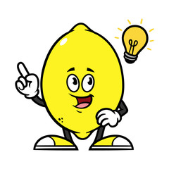 Cartoon Lemon Character With Idea