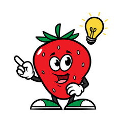 Cartoon Strawberry Character With Idea