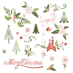 Christmas elements, lace,border and flower wreath