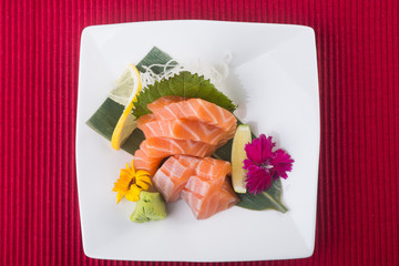 japanese cuisine. sashimi on the background