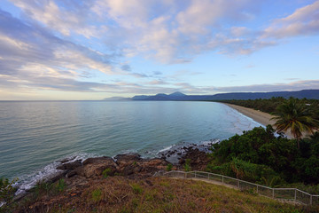 Sunset over the Four Mile Beach overlooking the Coral Sea in Port Douglas, Australia