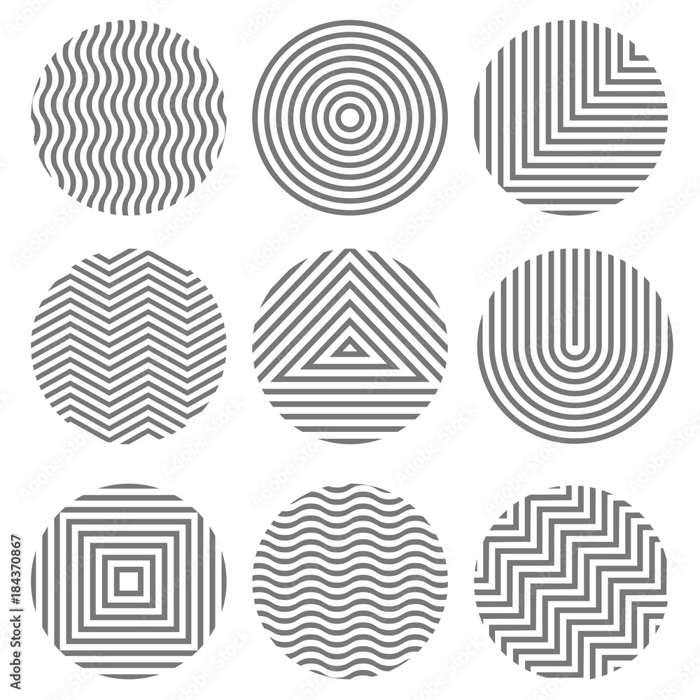Canvas Prints set of monochrome geometric textures in circles shapes