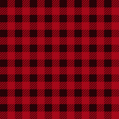 Lumberjack plaid seamless pattern in red, black - obrazy, fototapety, plakaty