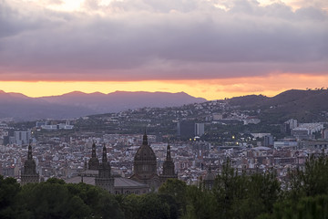 Obraz premium Sunset from Montserrat near Barcelona, Spain
