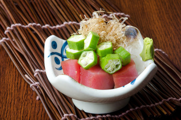 japanese cuisine. sashimi on the background