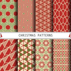 Christmas Geometric Patterns. Set of winter holiday backgrounds.