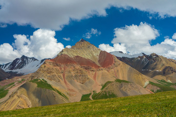 A beautiful view of the pyramid-like mountain near Lenin Peak
