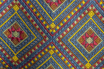 Cotton ancient  textiles  / Thailand folk textiles : Traditional textiles made from natural pigments. a pattern of woven fabric that is unique to Thailand