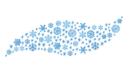 Hand painted wave of snowflakes. Watercolor Christmas and New Year template