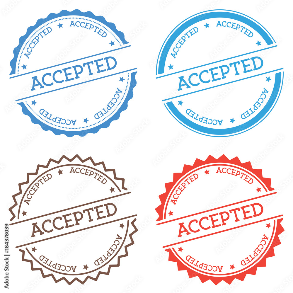 Poster accepted badge isolated on white background. flat style round label with text. circular emblem vecto