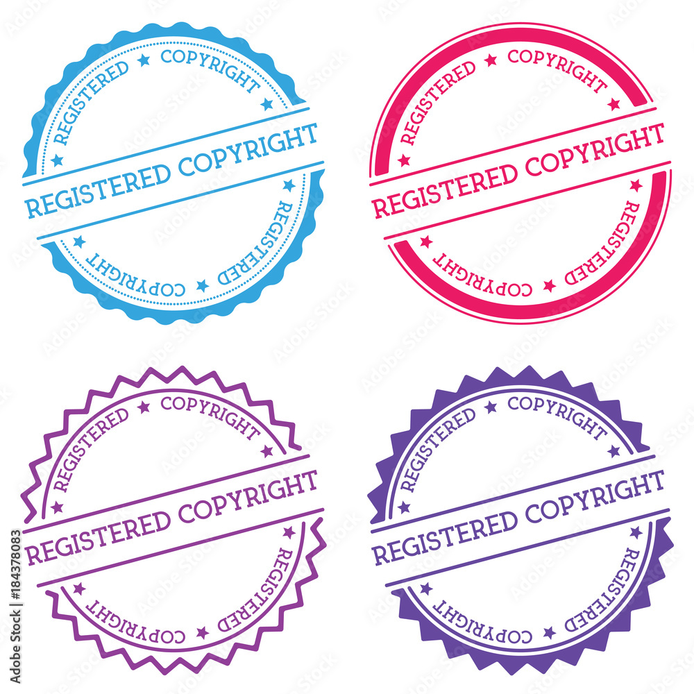Poster registered copyright badge isolated on white background. flat style round label with text. circular 