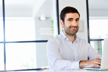 Fototapeta premium Handsome businessman working at computer