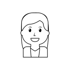 portrait smiling woman young cartoon vector illustration outline image