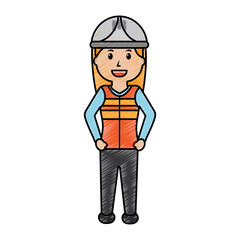 worker female construction character standing vector illustration drawing image