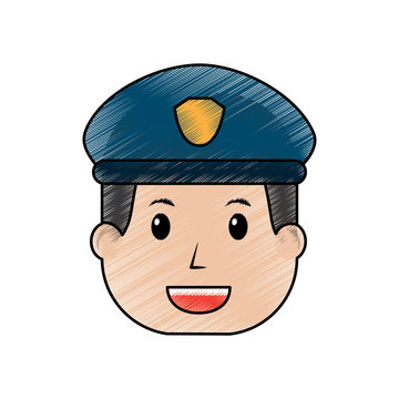 policeman face happy authority character vector illustration drawing image