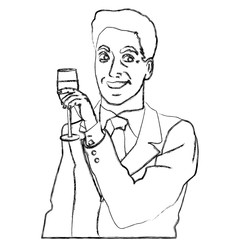 Man with champagne cup pop art