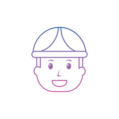 face man worker occupation with helmet protection vector illustration