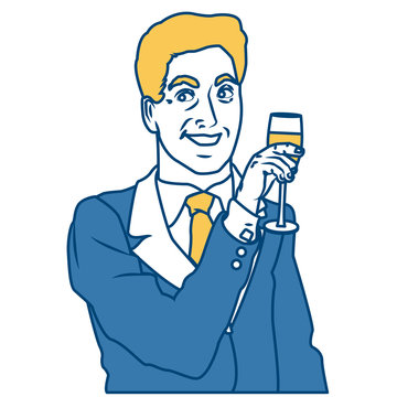 Man with champagne cup pop art