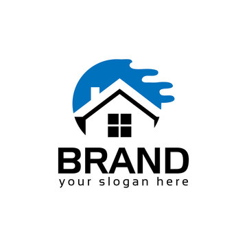 Abstract house logo - Blue house. logo vector illustration  