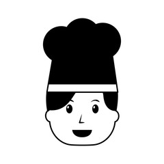 chef woman happy worker with hat vector illustration black image