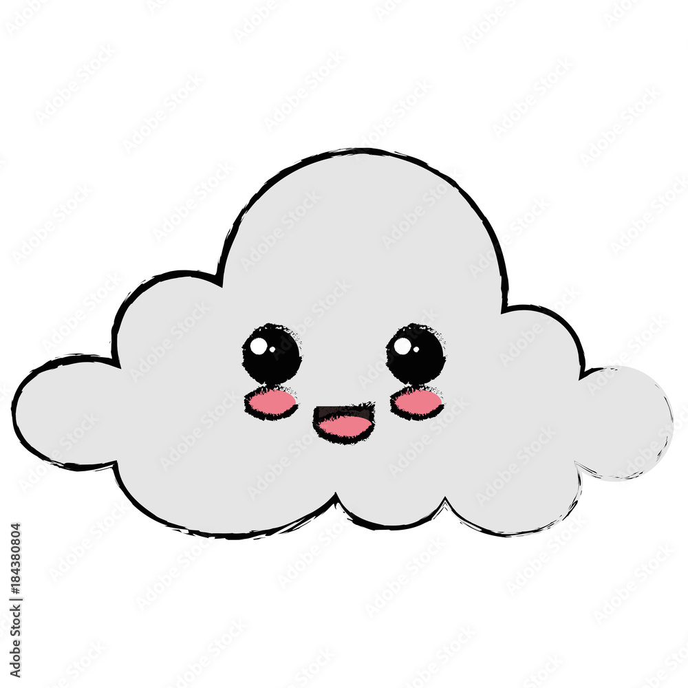 Sticker cloud sky kawaii character