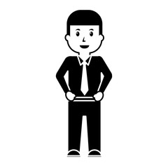 businessman worker standing character professional vector illustration black image