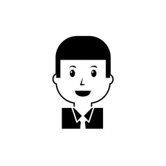 portrait businessman worker character cartoon vector illustration black image