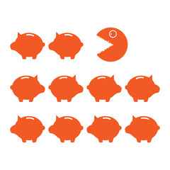 Piggy bank and eater of savings. illustrations that can reduce savings