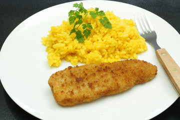 poisson pané et riz